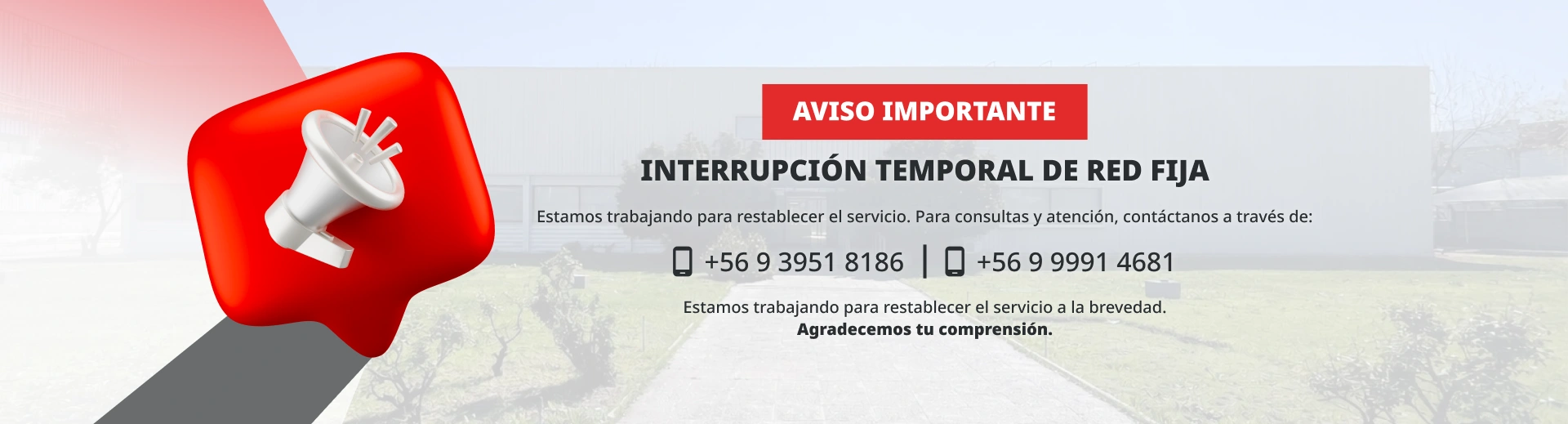 interrupción temporal red fija